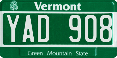 VT license plate YAD908