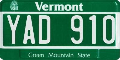 VT license plate YAD910