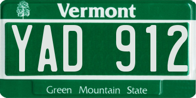 VT license plate YAD912