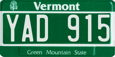 VT license plate YAD915