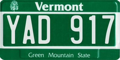 VT license plate YAD917