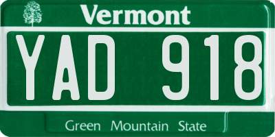 VT license plate YAD918