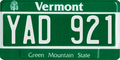VT license plate YAD921