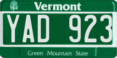 VT license plate YAD923