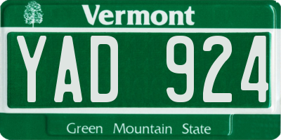 VT license plate YAD924