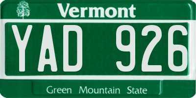 VT license plate YAD926