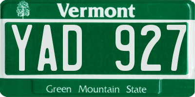 VT license plate YAD927