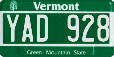 VT license plate YAD928