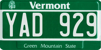 VT license plate YAD929