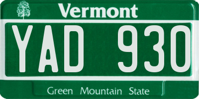 VT license plate YAD930