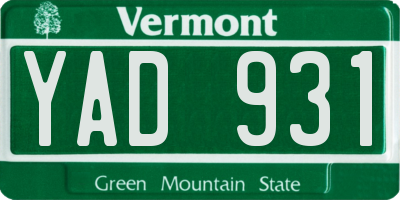 VT license plate YAD931