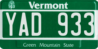 VT license plate YAD933