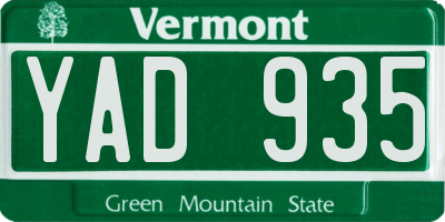 VT license plate YAD935