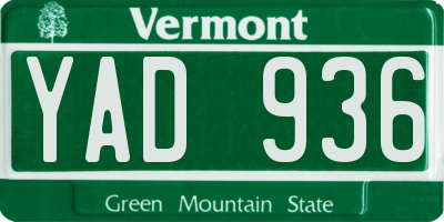 VT license plate YAD936