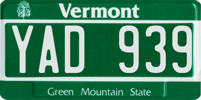 VT license plate YAD939