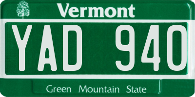 VT license plate YAD940