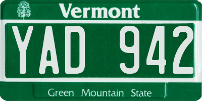 VT license plate YAD942