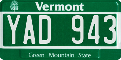 VT license plate YAD943