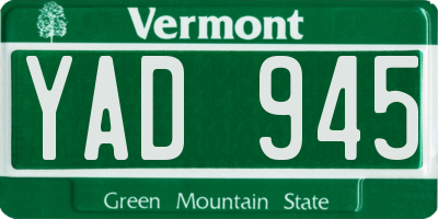 VT license plate YAD945