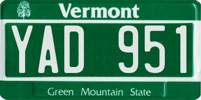 VT license plate YAD951