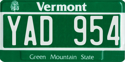 VT license plate YAD954