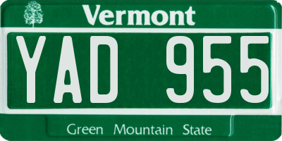 VT license plate YAD955
