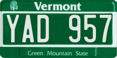 VT license plate YAD957