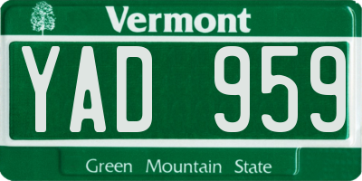 VT license plate YAD959