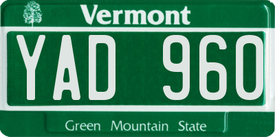 VT license plate YAD960