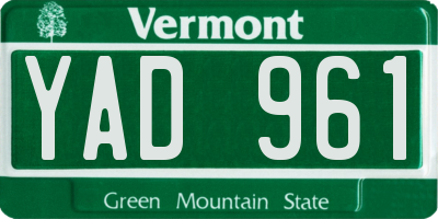 VT license plate YAD961