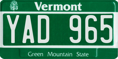 VT license plate YAD965