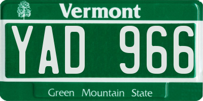 VT license plate YAD966