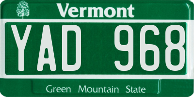 VT license plate YAD968