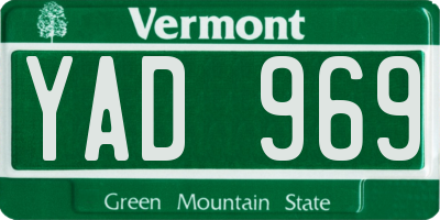 VT license plate YAD969