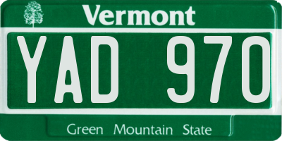 VT license plate YAD970