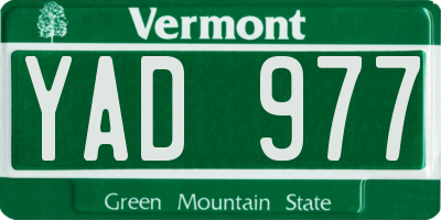 VT license plate YAD977
