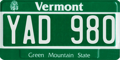 VT license plate YAD980