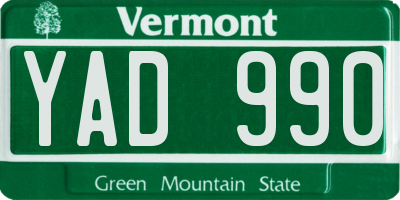 VT license plate YAD990