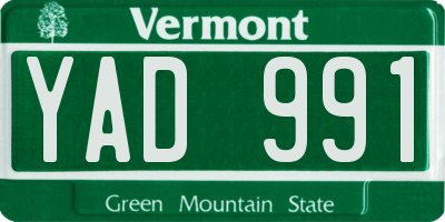 VT license plate YAD991