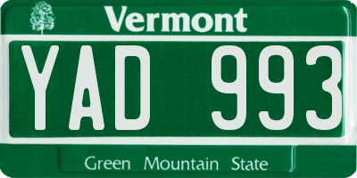 VT license plate YAD993