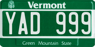 VT license plate YAD999