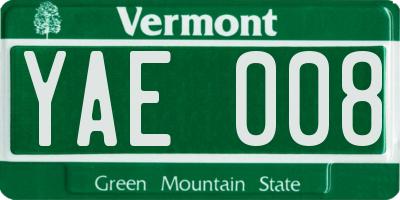 VT license plate YAE008