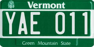 VT license plate YAE011