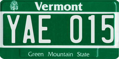 VT license plate YAE015