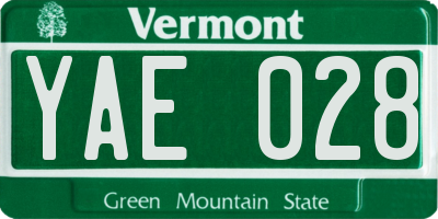 VT license plate YAE028