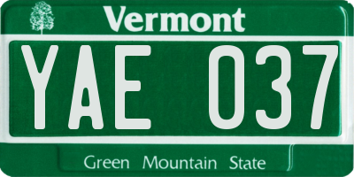 VT license plate YAE037