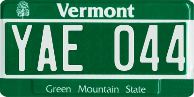 VT license plate YAE044