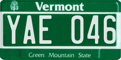VT license plate YAE046