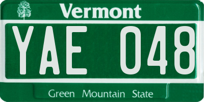 VT license plate YAE048