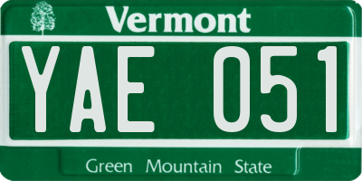 VT license plate YAE051